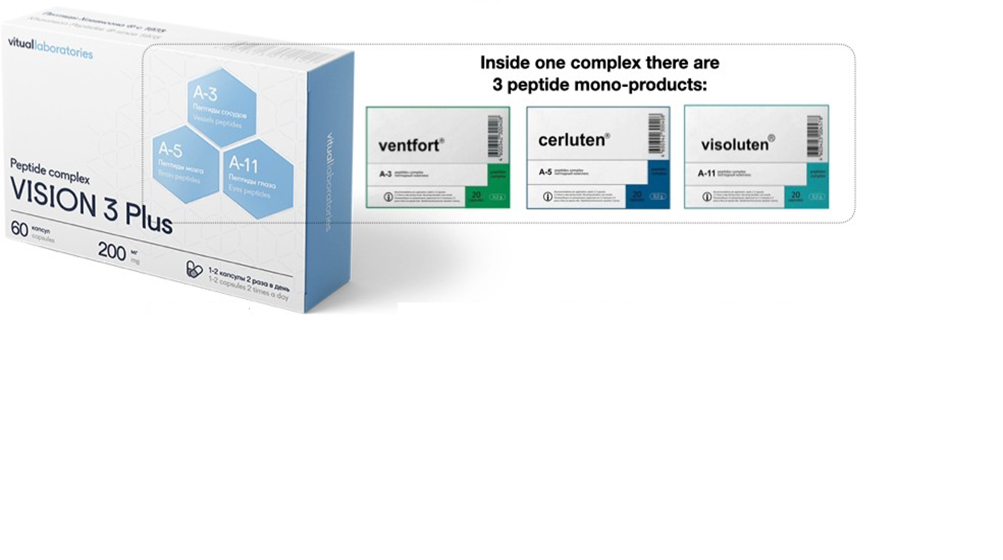 Vision 3 Plus Peptide Complex with Ventfort, Visoluten & Cerluten