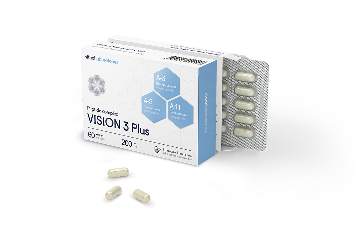 Vision Support Complex Vision 3 Plus Peptide Complex with Ventfort, Visoluten & Cerluten ...