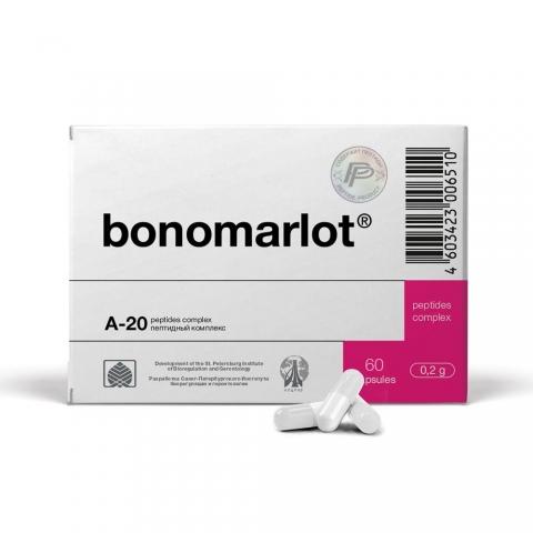 Bonomarlot A-20 peptides complex packaging with capsules on a white background