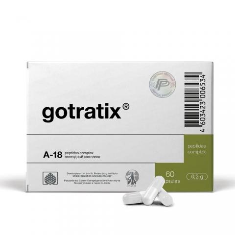 Box of gotratix A-18 peptides complex with capsules on a white background